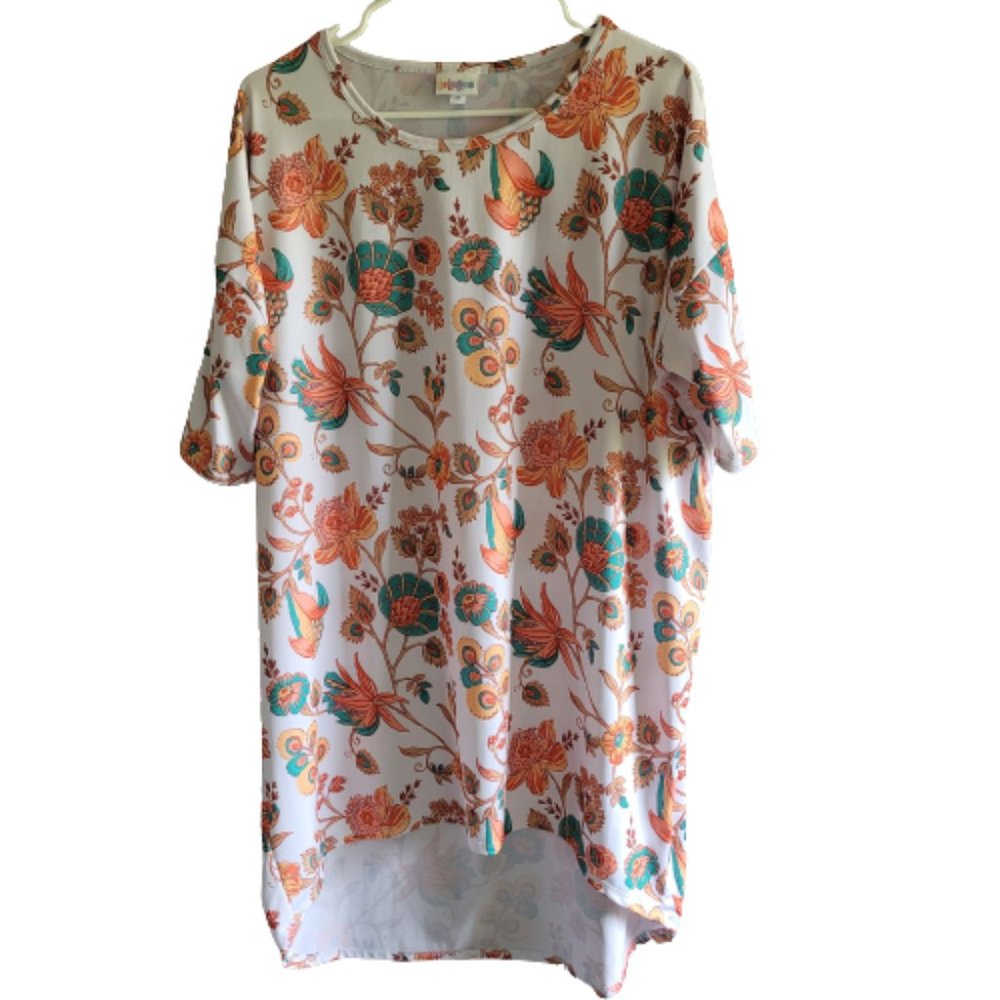 3/$20 Lularoe White & Orange Floral Irma Tunic Top